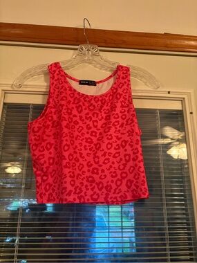 SHEIN Hot Pink Leopard Print Crop Tank